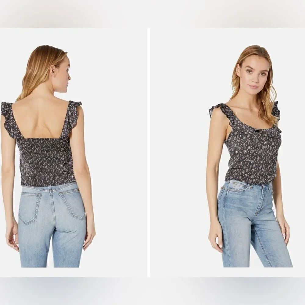 Free People Stay With You Black Combo Crop Top Size M NWOT
